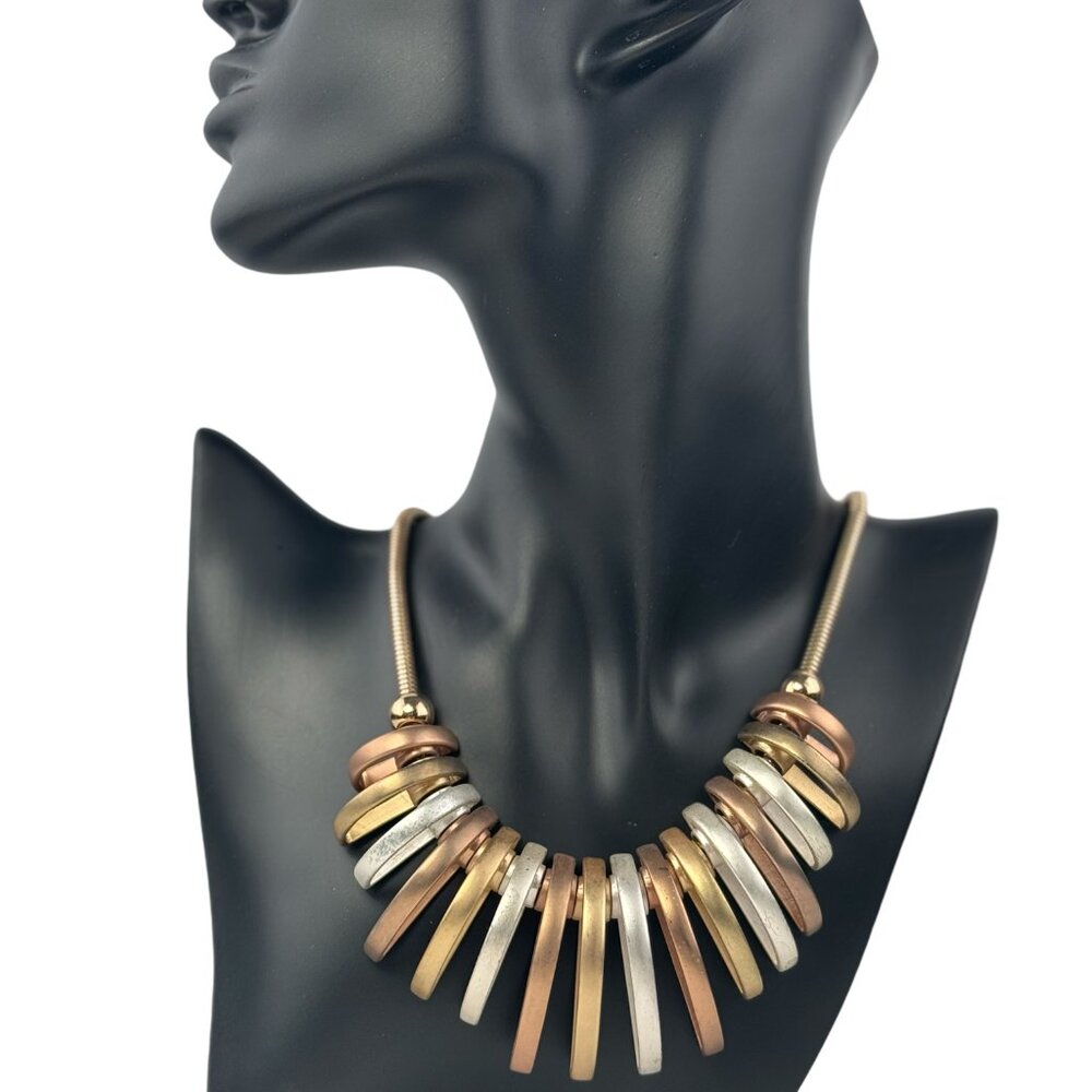 FREEDOM Gold Tone Statement Necklace 10"